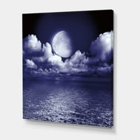 DesignArt 'Целосна месечина ноќ во облачно небо v' Наутичко и крајбрежно платно wallидно печатење