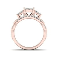 5 8CT TDW Diamond 10K розово злато кластерски кластер за невестински прстен