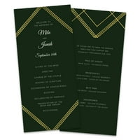 Персонализирана програма за венчавки од зелена и златна боја