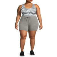 Reebok Women's Women's Plus Size Essential Printed Sports Gra со задниот џеб и отстранливи чаши, големини 1x-4x