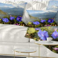 DesignArt Зачудувачки планински терен со цвеќиња - пејзаж печатена перница за фрлање - 12x20