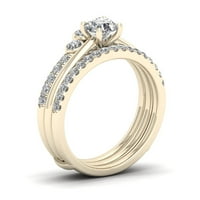1CT TDW Diamond 14K жолто злато крунисан со невестински прстен