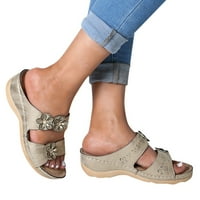 кеусн клин сандали за жени станови со дебели прсти на дното удобни чевли на платформа клинови влечки летни чевли на плажа светло