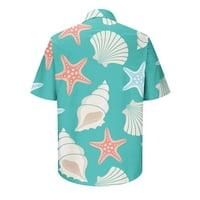 Блуза за плажа со зимски Ревер За Мажи Цветни И Знамиња Печатени Кошули Со Џебови Обични Обични Врвови Со Кратки Ракави