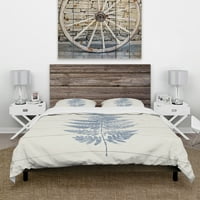 DesignArt 'Blue Fern Print на Wood I' Cottage Duvet Cover Set