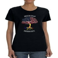 Американски пораснати корени од маица со маици -Designs Smartprints Designs, женски големи