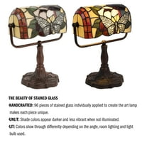 Раскошен дом Тифани стил банкарс ламба стакло од стакло пеперутка дизајн светло -винтиџ изглед разнобоен акцент