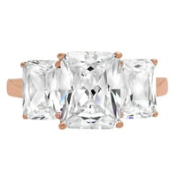 4. кт смарагд исечете јасно симулиран дијамант 18к розово злато годишнина ангажман камен прстен големина 5.5