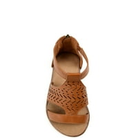 Brinley Co. Womens Laser Laser Cut Rack Heel Zip Sandal