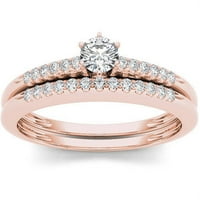 Карат Т.В. Дијамант 10KT Rose Gold Gold Solitaire Ringвонат сет