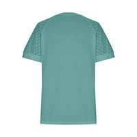 Bluzeенски врвови на блуза со кратки ракави со кратки ракави, печатена V-врата зелена 2xl