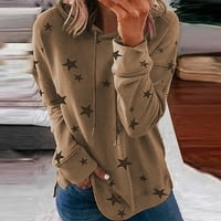 Женски Блузи Блуза Обични Графички Отпечатоци Со Долги Ракави Женски Маици Вратот На Екипажот Мода Каки м