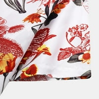 Машка Пролет Печатена Јака За Превртување Обични Кошули Со Кратки Ракави Блуза Вајт С