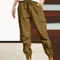 Гаквбуо Модни Жени Плус Големина Врвка За Влечење Секојдневен Цврст Еластичен Џеб За Половината Лабави Панталони