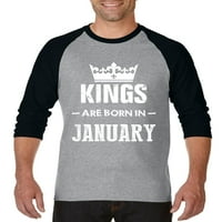 Бејзбол Маици со Ракави арти - Менс Раглан, До Големина 3XL - Роденденски Подарок Кралевите Се Родени во јануари