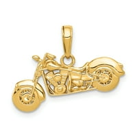 14к Златен Полиран И Текстуриран 3-Д Приврзок За Мотоцикли