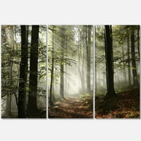 DesignArt 'Светлина во густа есенска шума со магла' пејзаж уметнички печатење платно